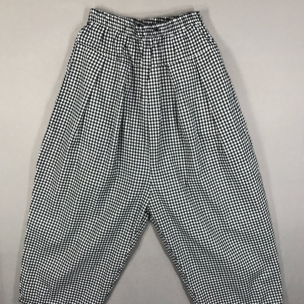 3 Fat Men Pants Women's XS Black White Gingham Pull On Harem Stretch Pockets